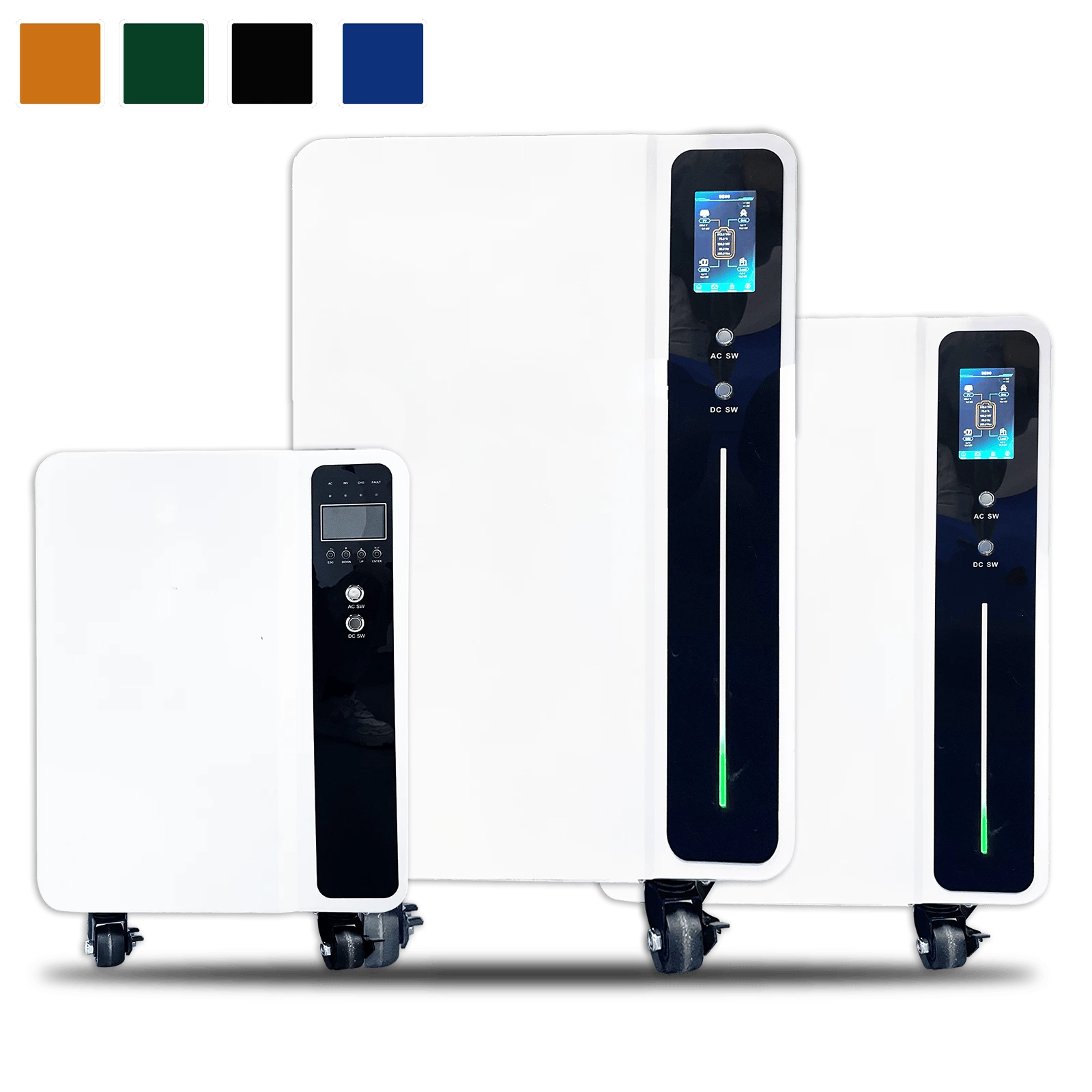 2.56~10kWh all-in-one residential energy storage system with LED battery indicator and swivel wheels